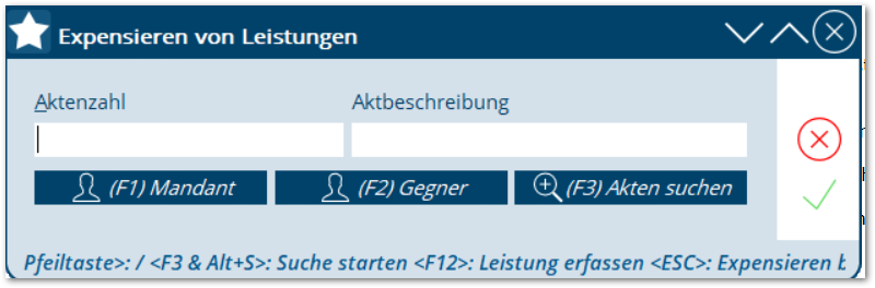 BAS_Übergreifende Erfassung,Expensieren von Leistungen (Strg+U)