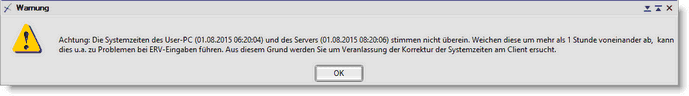 ERV Warnmeldung Systemzeit