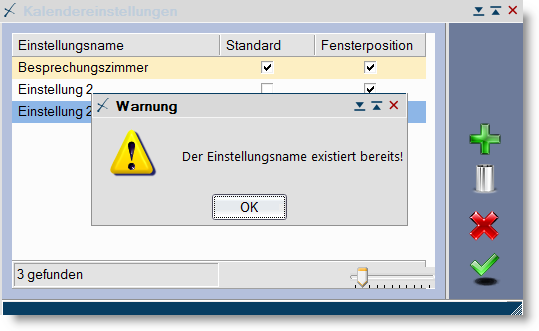 Einstellungsname existiert bereits